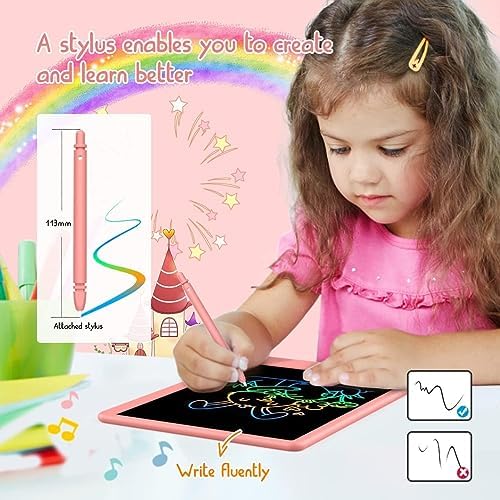 Bukebu doodle board showing colorful lines and stylus