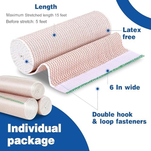 6 inch latex free elastic bandage for leg and tummy compression