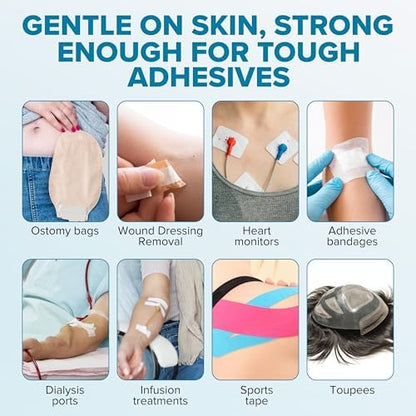 EASEntials skin friendly adhesive remover spray showing nozzle and 80ml packaging