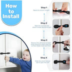 Heavy duty child safety straps securing a double door refrigerator unit from toddlers
