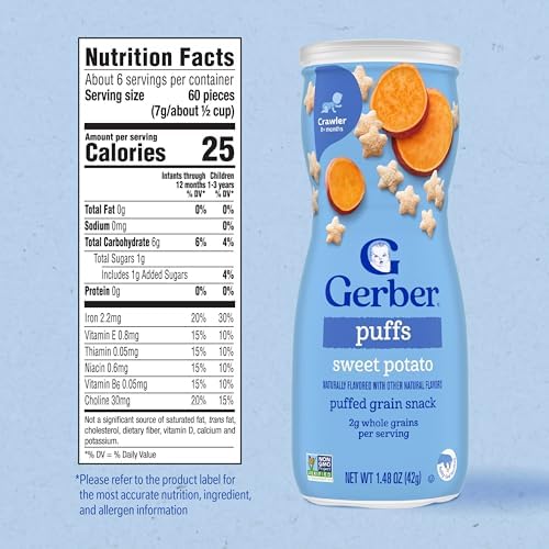 Gerber infant grain and grow snacks nutrition label details