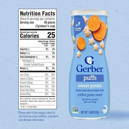 Gerber infant grain and grow snacks nutrition label details