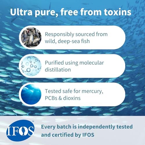 Close up view of small easy to swallow softgels from Igennus Ultra EPA bottle