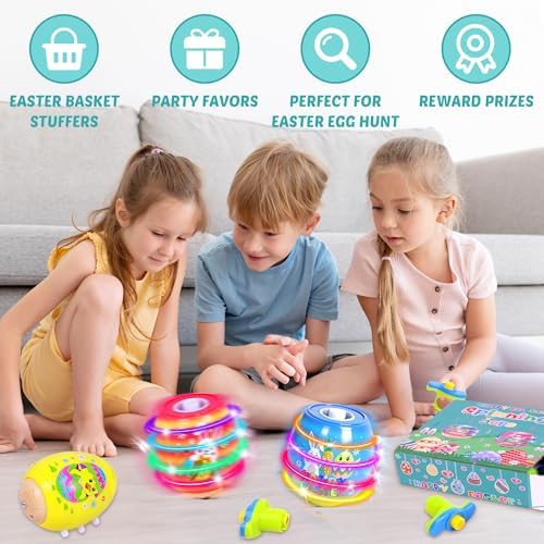 Children playing with colorful Itscolofy egg tops