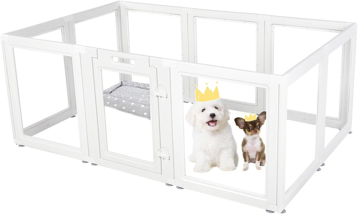 EVERFRONT Clear Acrylic Dog Playpen - Clear Dog Play Pen - Easy Assemble Acrylic Dog Playpen - Puppy Playpen, Cat Playpen, Small Animal Playpen, Dog Play Pen Indoors - Image 1