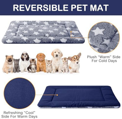 VitalCozy ultra soft washable puppy sleeping pad being placed inside a wire pet crate