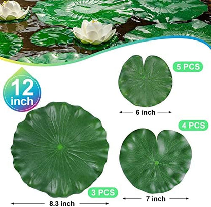 FFNIU decorative artificial floating lotus leaves for patio fountain arrangement