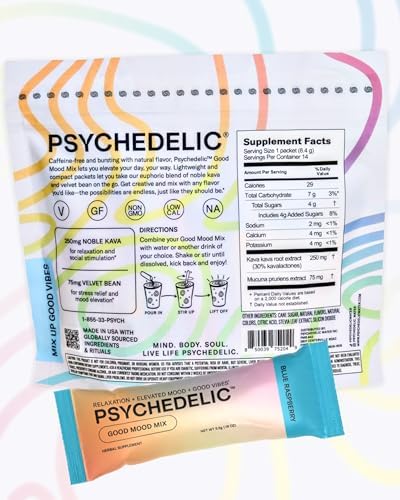 Close up view of the easy open stick packets from the Psychedelic Water Good Mood Mix collection highlighting portable relaxation