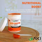 Vegan beta carotene powder jar with nutritional information