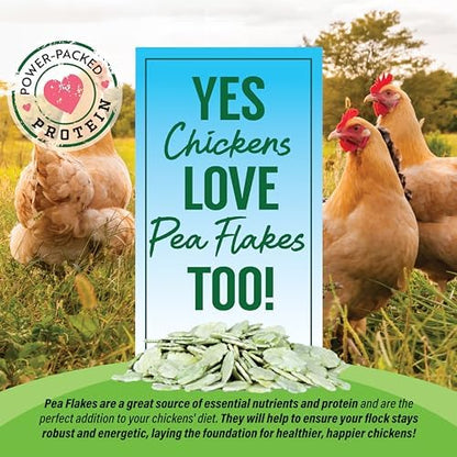 Back label of Small Pet Select pea flakes with feeding instructions