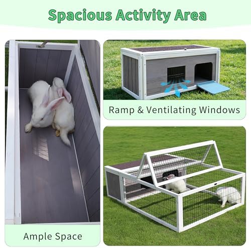 Rockever wooden small animal hutch side angle