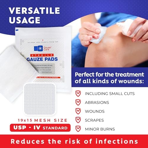 Gauze Care first aid medical supplies box displaying one hundred count quantity