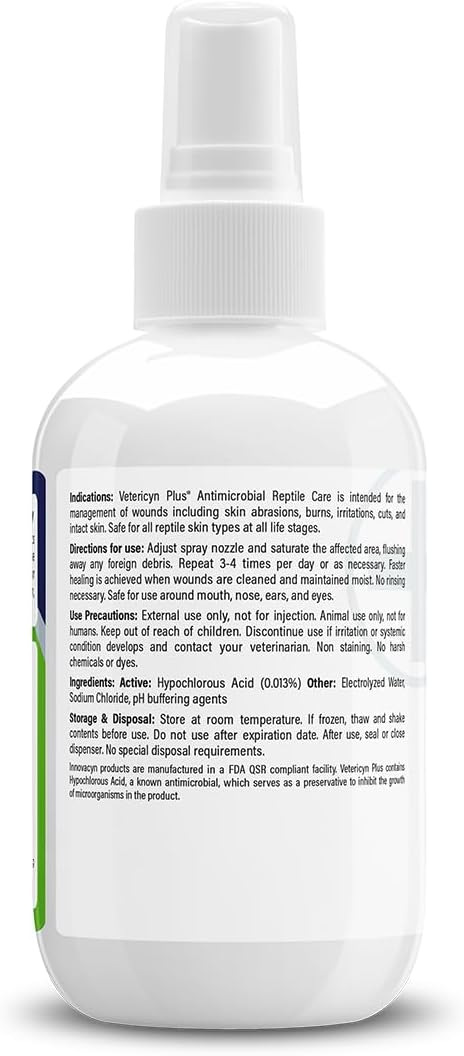 Vetericyn Plus spray for reptile wound treatment application