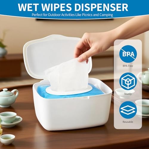 Eiszhjk refillable wet wipes container open lid