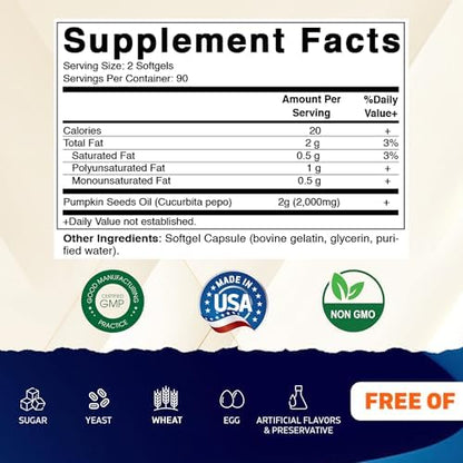 Vitamatic Pumpkin Seed Oil 180 softgels label details