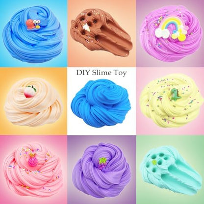 Assorted multicolored butter slime containers from the LKAXYTP party favor supplies pack.