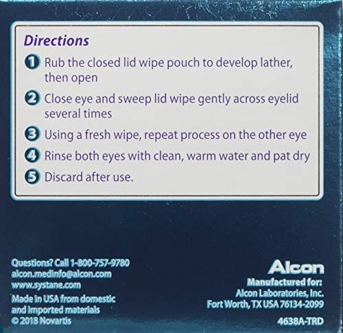 Individually wrapped Systane eyelid cleansing wipes for sensitive eye care