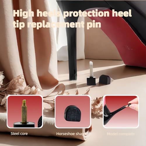 U-shaped black heel caps in five different sizes from 8mm to 12mm.