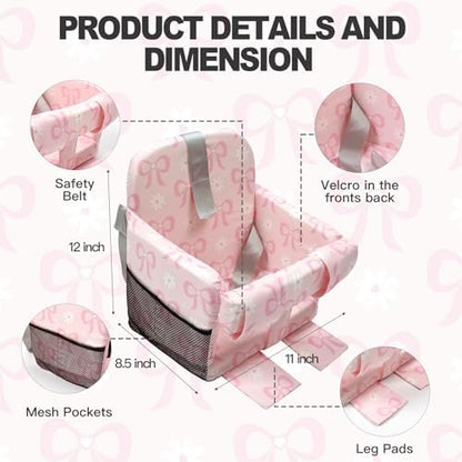 Baby sitting in shopping cart using Ozrvyndarel pink bow cover