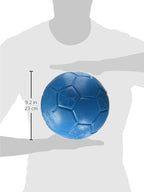 Jolly Pets blue soccer ball for dogs being used in a pool