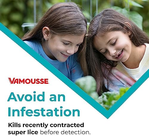 Close up of Vamousse lice prevention shampoo label