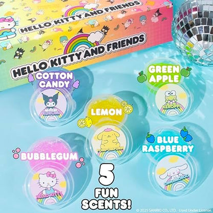 Mess free pre made slime texture demonstration showing stretch and sparkles
