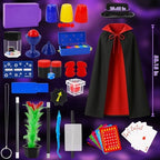 Child wearing magician costume from Dogern magic set