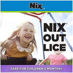 Back label of Nix Lice Killing Creme Rinse detailing ingredients and usage instructions.