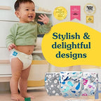 Side view of Charlie Banana cloth diaper showing leg elastics