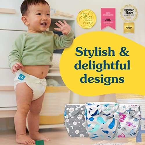 Side view of Charlie Banana cloth diaper showing leg elastics