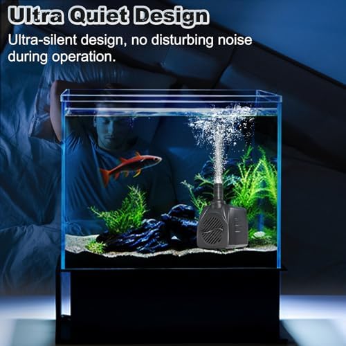 SongLong compact aquarium water pump installed horizontally inside a fish tank.
