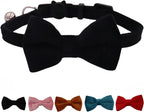 Cat Collar Breakaway with Bell and Removable Bow Tie Safety Buckle Velvet Adjustable 7-11 inches for Kitten Cats (Red) - Image 12