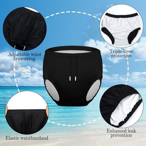 Glitopper waterproof swim nappy trunks with drawstring adjustment