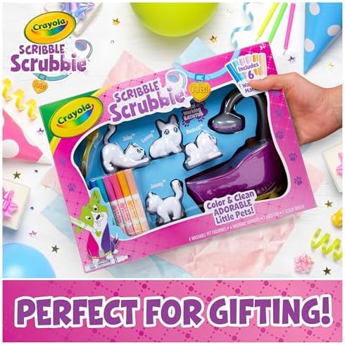 Kid-powered scrub tub and cleaning brush included in the coloring animal craft set.