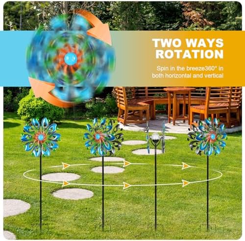 MLKNK wind spinner blades showing blue and green finish