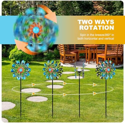 MLKNK wind spinner blades showing blue and green finish