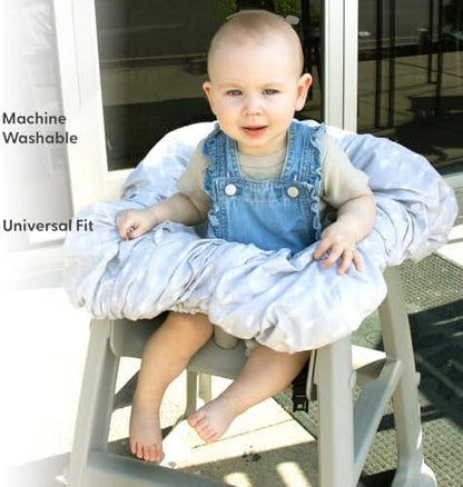 The Peanutshell baby shopping cart cover folded compactly into its travel pouch