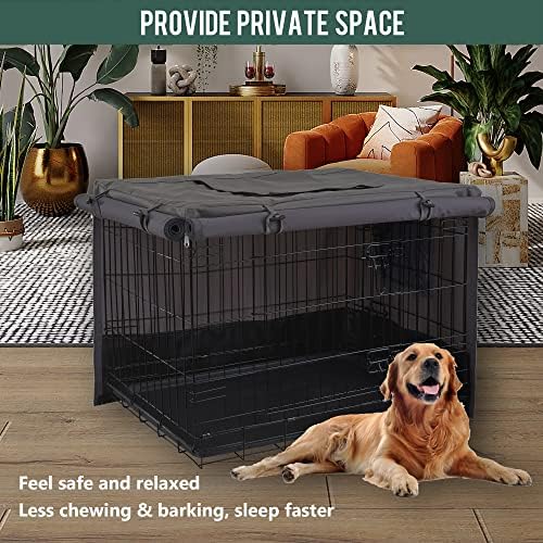 Rachmi pet crate cover with double doors open displaying mesh window ventilation.