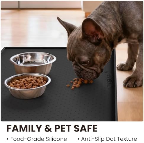 Black small Vivaglory cat bowl mat on floor