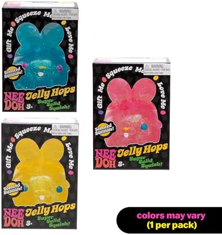 Schylling Needoh sensory fidget toy being squeezed to demonstrate slow rising compound action