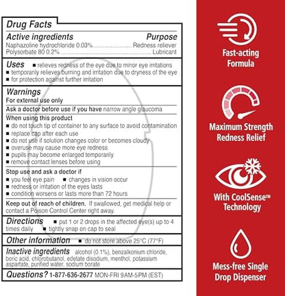 Authentic imported Rohto redness relief lubricant eye drops packaging graphic visualization.