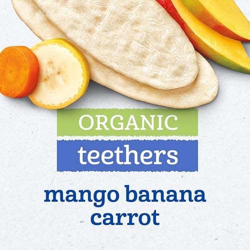 Gerber mango banana carrot teething wafers individually wrapped travel packs style presentation