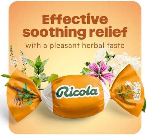 Gluten free and vegetarian Ricola honey herb throat drops for non drowsy cough suppression