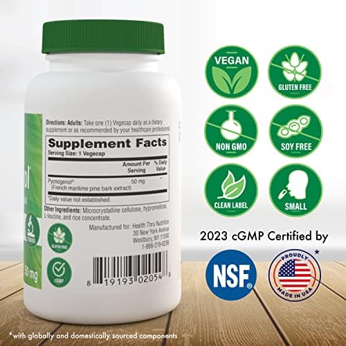 French Maritime Pine Bark extract supplement facts and nutritional information panel