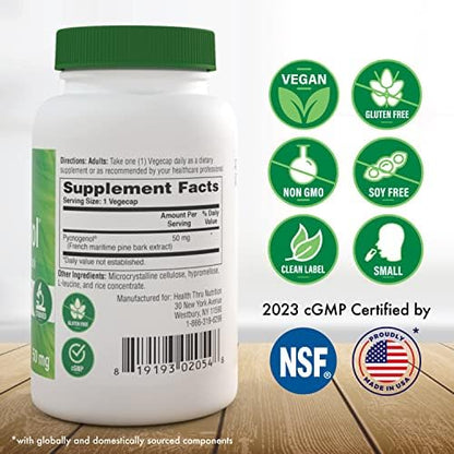French Maritime Pine Bark extract supplement facts and nutritional information panel