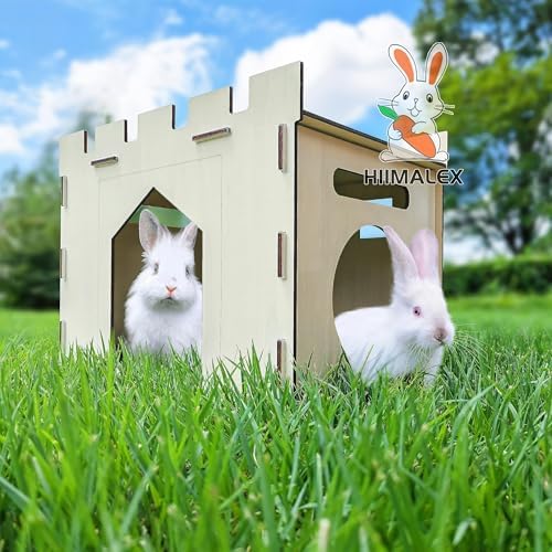 HIIMALEX wooden rabbit castle showing balcony and side panels