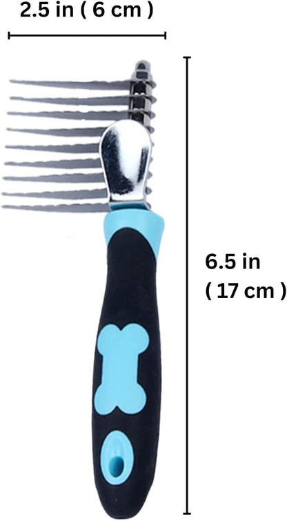 Authentic retail packaging and product view of the USA-imported SunGrow professional dog, cat, and bunny mat remover comb.