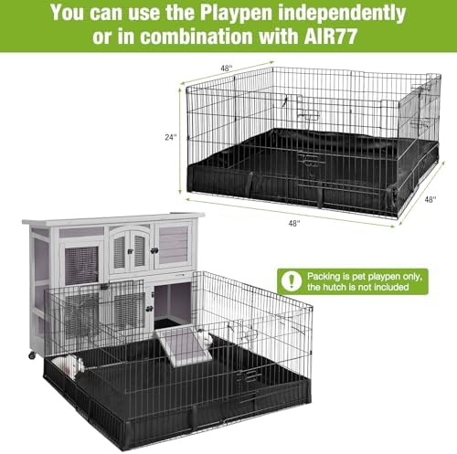 GUTINNEEN Rabbit Pet Playpen Guinea Pig Cage with Waterproof PVC Bottom Liner, Triple Fixing Cage for Rabbit, Guinea Pigs, Bunny, Hedgehog, Small Animal Indoor Playpen, 48''L x 48''W x 24''H - Image 7