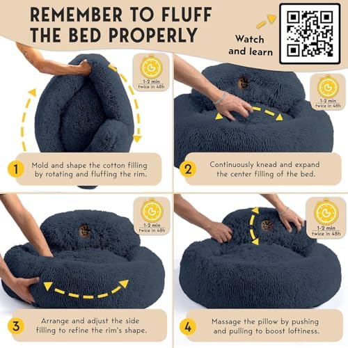 PetJett Calming Dog Bed Medium Size Dog - 30'' Donut Bed, Washable Dog Bed, Anti-Slip & Super Soft Fluffy Plush Round Dog Bed, Anti-Anxiety Premium Comfort Pet Bed, Fits Dogs Upto 45 lbs - Dark Grey - Image 7