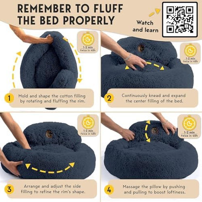 PetJett Calming Dog Bed Medium Size Dog - 30'' Donut Bed, Washable Dog Bed, Anti-Slip & Super Soft Fluffy Plush Round Dog Bed, Anti-Anxiety Premium Comfort Pet Bed, Fits Dogs Upto 45 lbs - Dark Grey - Image 7